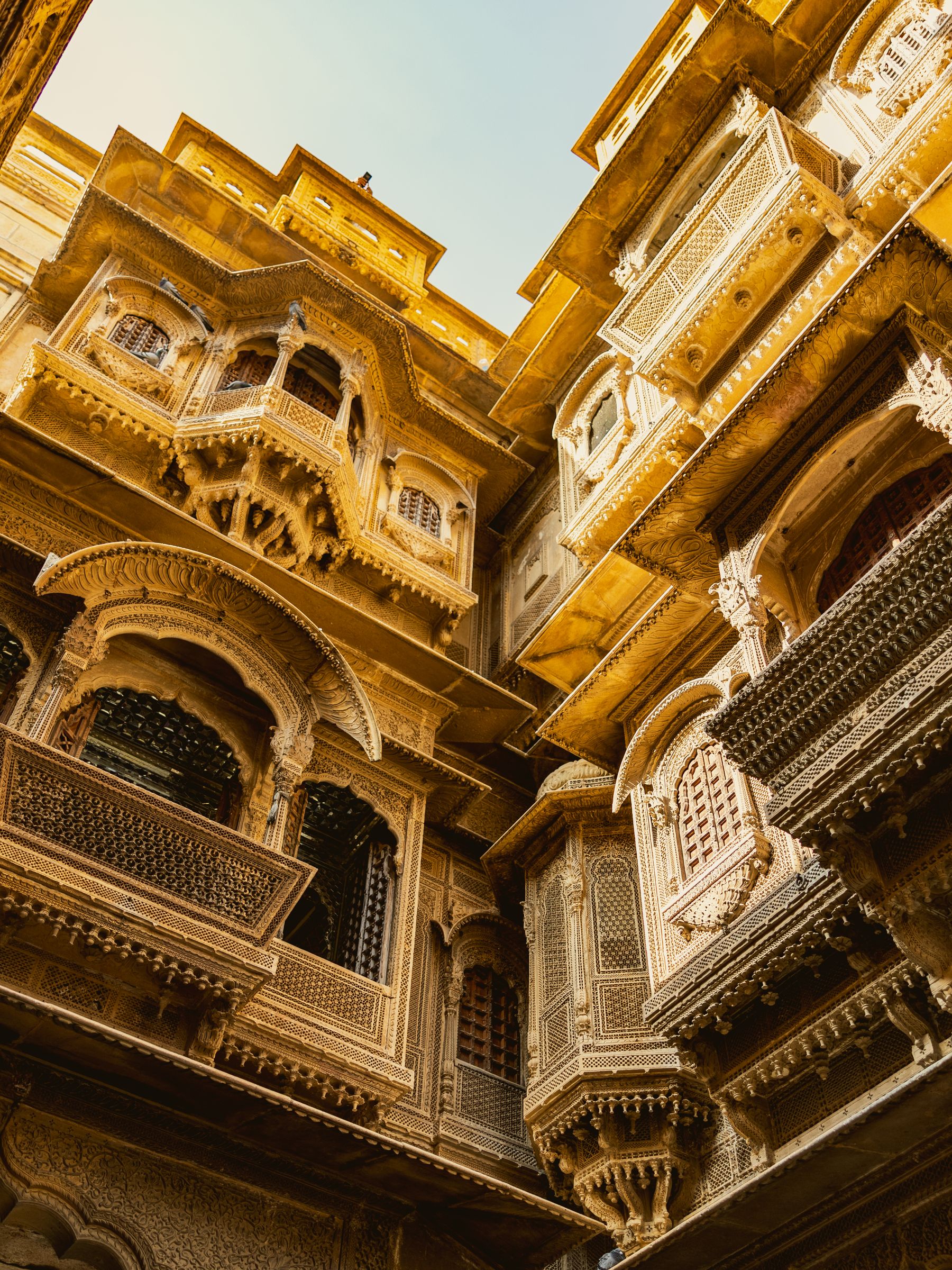Ornate Haveli Facade Viewed Upward
